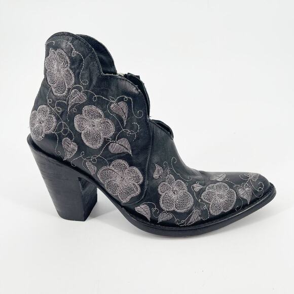 Old Gringo Black Pansy II Floral Embroidered Western Cowgirl Ankle Boot size 6.5 - Picture 2 of 10